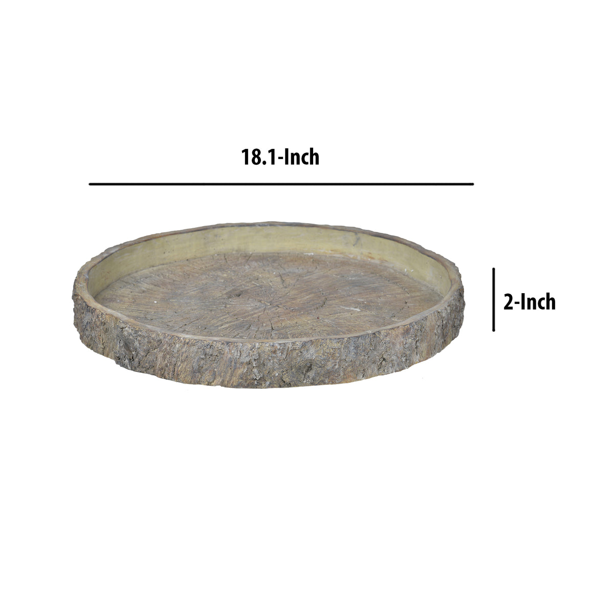 Decorative Cemented Log Plate with Distressed Details, Gray - BM200905