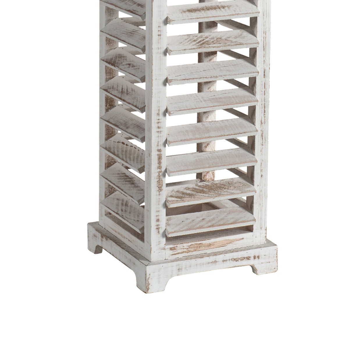Wood and Metal Lanterns with Louvered Design, White, Set of 2 - BM200913