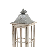 Wood and Metal Lanterns with Window Pane Design, White, Set of 2 - BM200914