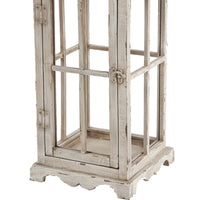 Wood and Metal Lanterns with Window Pane Design, White, Set of 2 - BM200914
