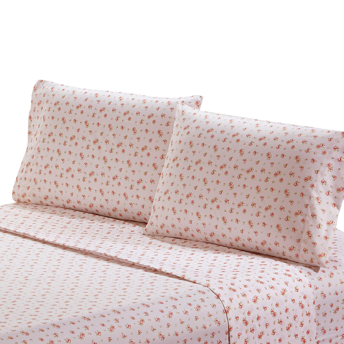 Melun 4 Piece Queen Size Rose Pattern Sheet Set , Pink - BM202116