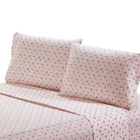 Melun 4 Piece Queen Size Rose Pattern Sheet Set , Pink - BM202116