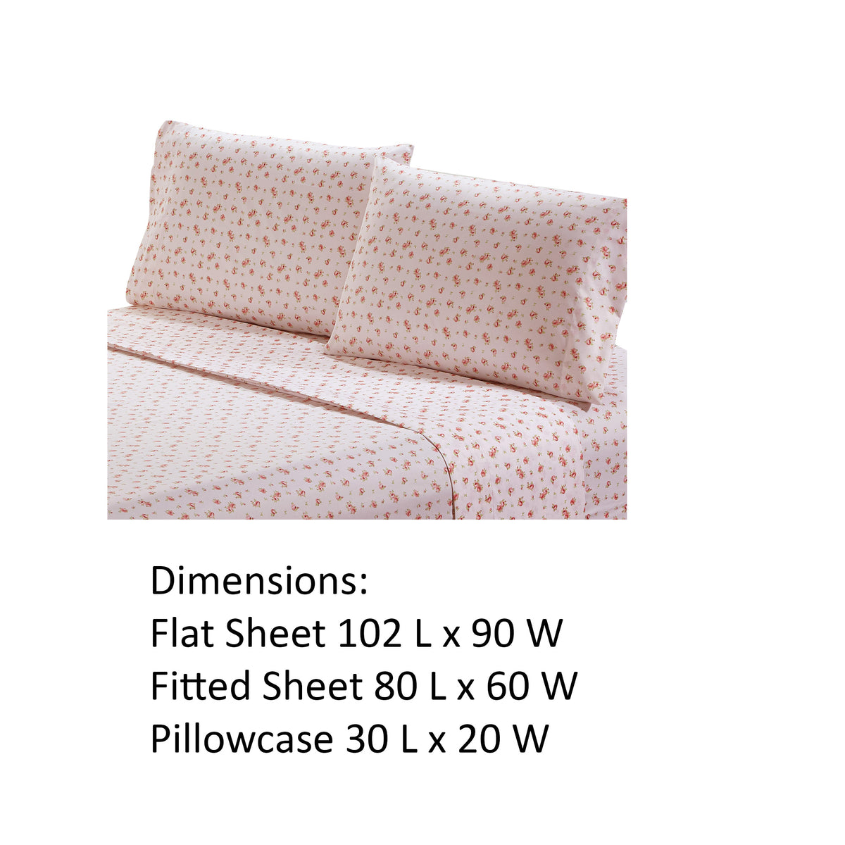 Melun 4 Piece Queen Size Rose Pattern Sheet Set , Pink - BM202116