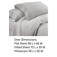 Udine 3 Piece Twin Size Microfiber Sheet Set with Crochet lace , Gray - BM202182