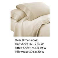 Udine 3 Piece Twin Size Microfiber Sheet Set with Crochet lace , Cream - BM202183