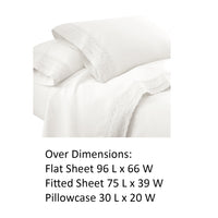 Udine 3 Piece Twin Size Sheet Set with Crochet Lace , White - BM202186