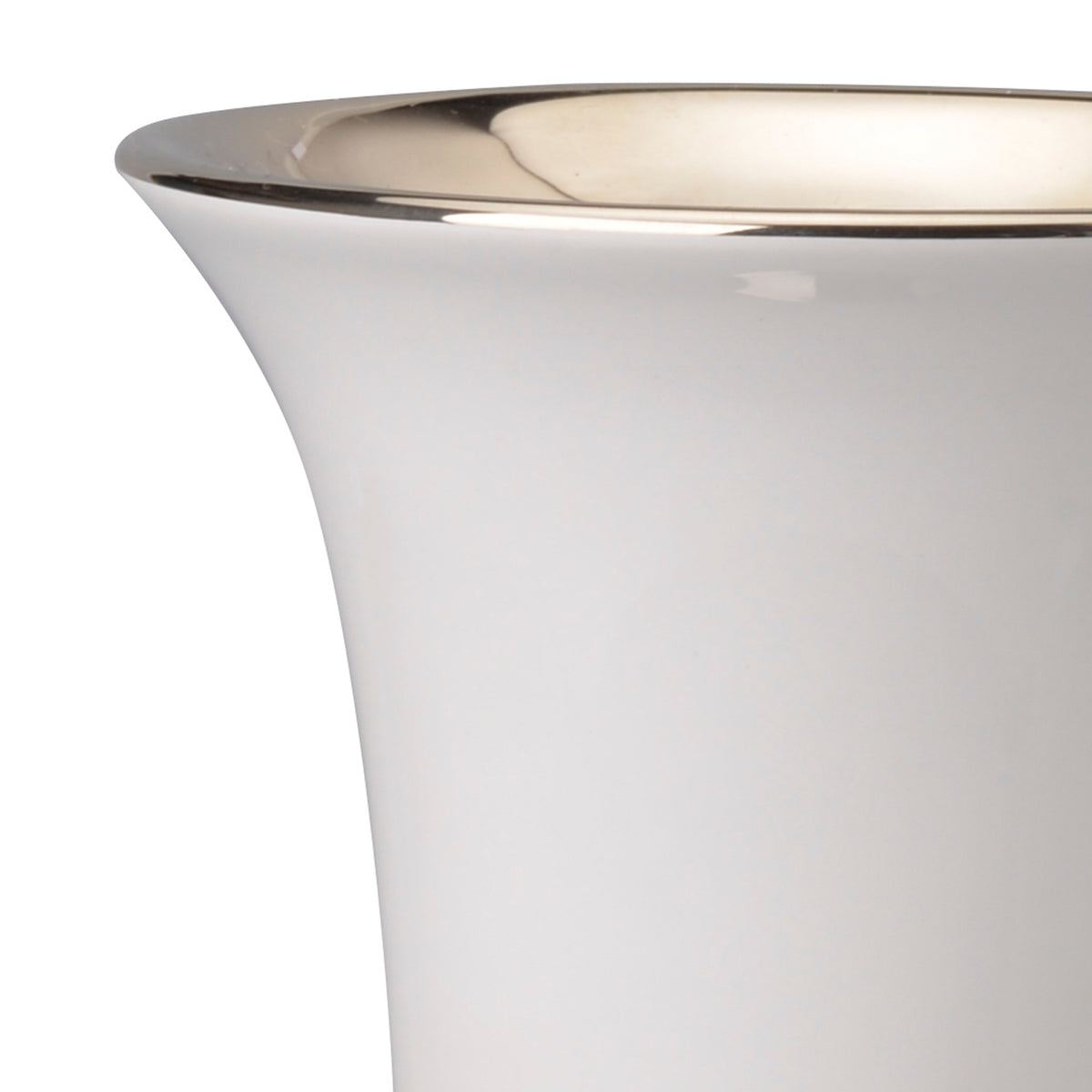 Ceramic Vase with Flared Top and Pedestal Base, Medium, White and Gold - BM202240