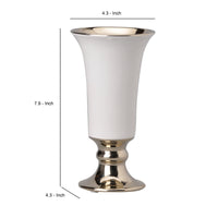 Ceramic Vase with Flared Top and Pedestal Base, Medium, White and Gold - BM202240