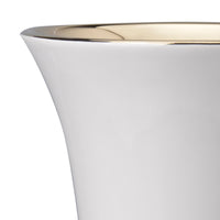 Ceramic Vase with Flared Top and Pedestal Base, Large, White and Gold - BM202241