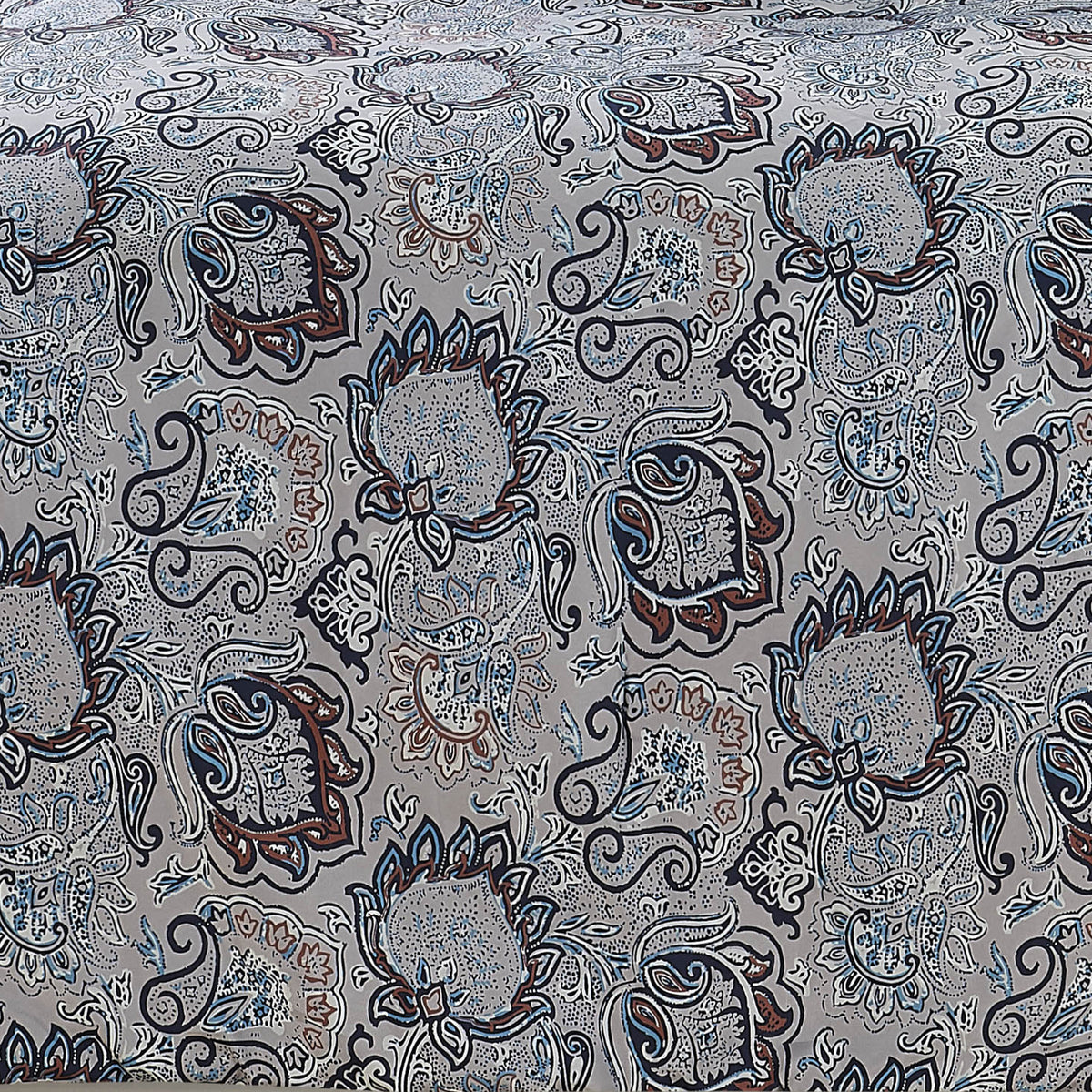 Caen 8 Piece Printed Queen Reversible Comforter Set , Gray and Blue - BM202742