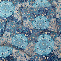 Caen 8 Piece King Size Printed Reversible Bed Set , Blue - BM202758