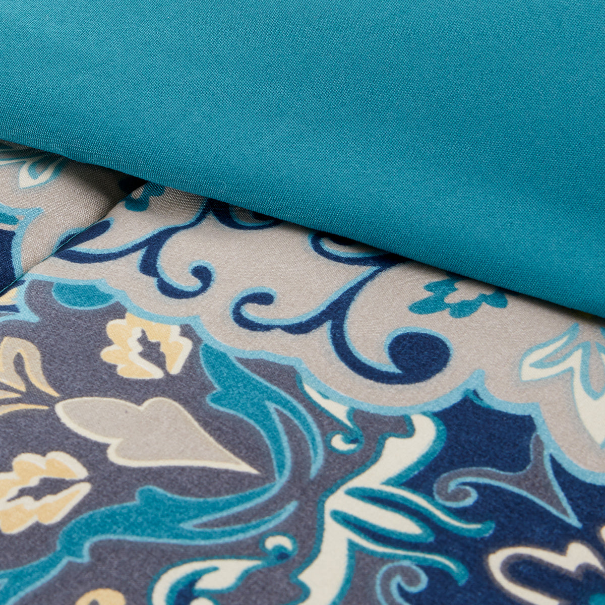 Caen 8 Piece King Size Printed Reversible Bed Set , Blue - BM202758