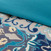 Caen 8 Piece King Size Printed Reversible Bed Set , Blue - BM202758
