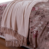 Andria 10 Piece Queen Size Comforter and Coverlet Set , Brown and Pink - BM202794