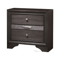 Wooden Nightstand with 2 Drawers and 1 Jewelry Drawer, Gray and Silver - BM203164