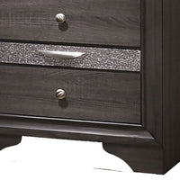 Wooden Nightstand with 2 Drawers and 1 Jewelry Drawer, Gray and Silver - BM203164