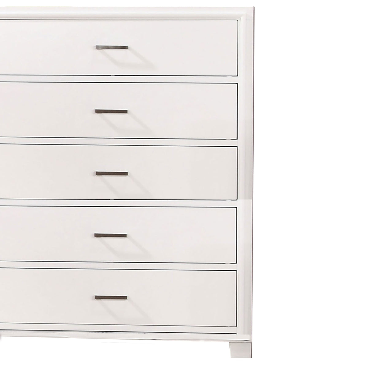 Modern Style Wooden Chest with 5 Drawers and Tapered Legs, White - BM203278