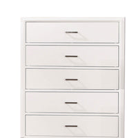 Modern Style Wooden Chest with 5 Drawers and Tapered Legs, White - BM203278
