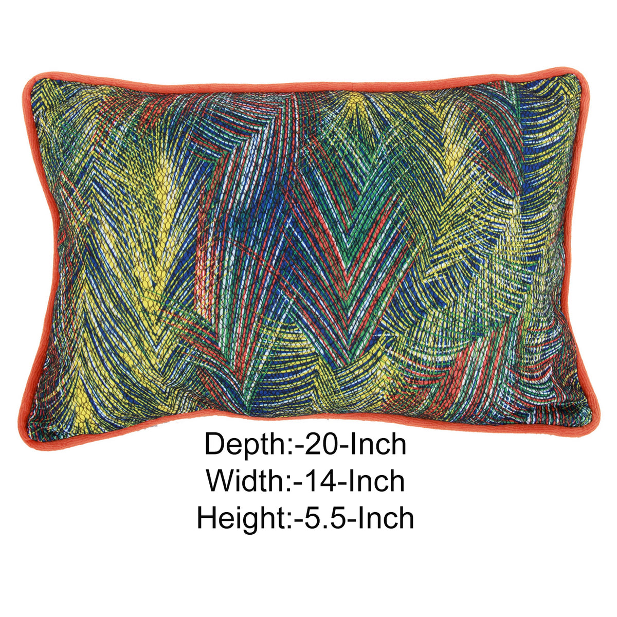 20 X 14 Inch Fabric Pillow with Abstract Art Details, Multicolor - BM203508
