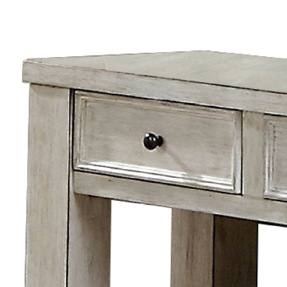 Transitional Wooden Console Table with 4 Drawers and Open Shelf, White - BM203959