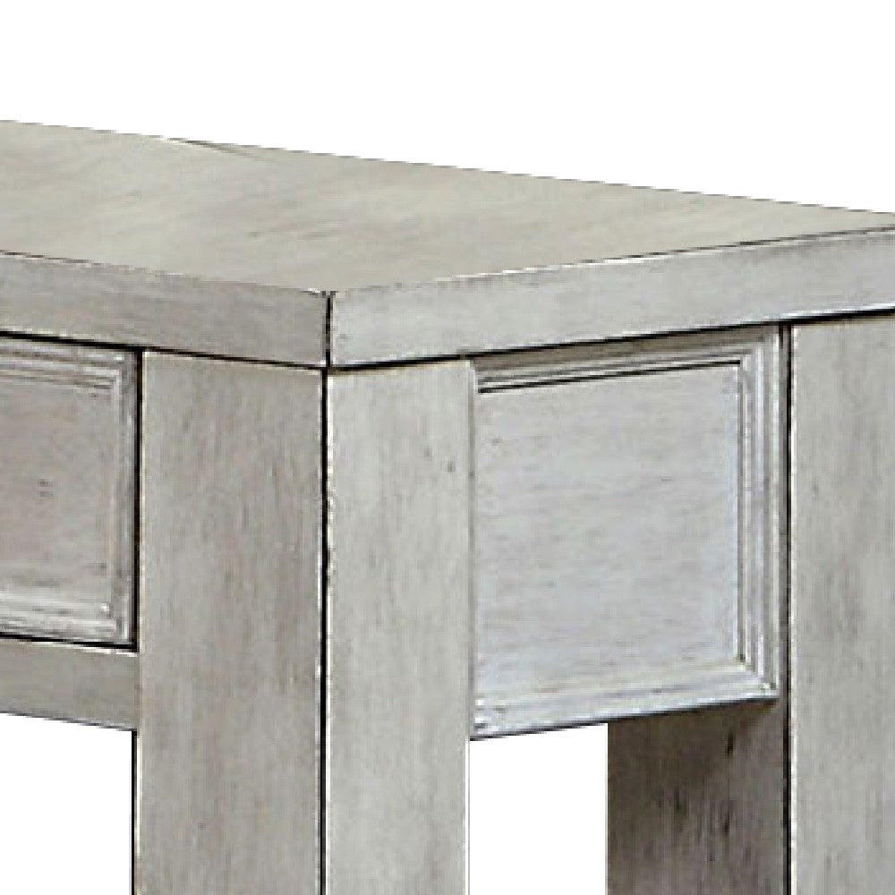 Transitional Wooden Console Table with 4 Drawers and Open Shelf, White - BM203959