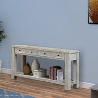 Transitional Wooden Console Table with 4 Drawers and Open Shelf, White - BM203959