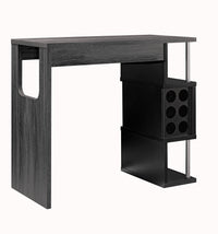Transitional Style Wooden Bar Table with 3 Tier Side Shelves in Gray - BM204136
