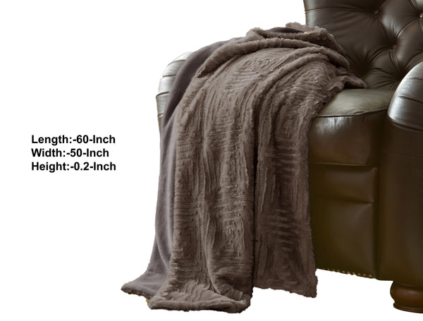 Treviso Faux Fur Throw with Fret Pattern The Urban Port, Gray - BM204284