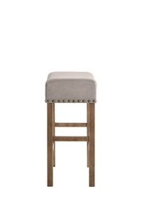 Fabric Upholstered Wooden Counter Height Stool,Set of 2,Brown and Gray - BM204368