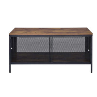 Metal Coffee Table with 1 Bottom Shelf and Mesh Design, Brown and Gray - BM204492