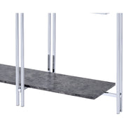 Glass Top Metal Sofa Table with Marble Bottom shelf, Silver and Clear - BM204499
