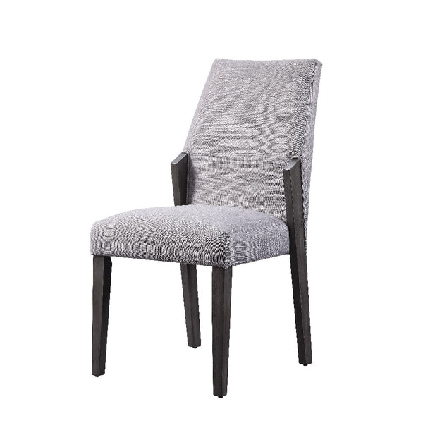 Wood and fabric Upholstered Dining Chairs, Set of 2, Gray and Black - BM204541
