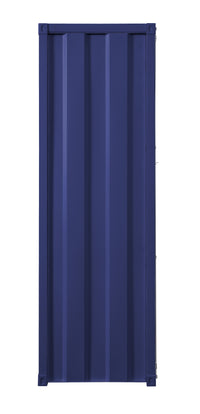 Industrial Style Metal Wardrobe with Recessed Door Front, Blue - BM204626