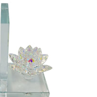 Glass Made Lotus Statuette Bookend, Pair of 2, Clear - BM205105
