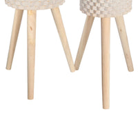 Textured Ceramic Planter with Tripod Legs, Set of 2, Cream and Brown - BM205141