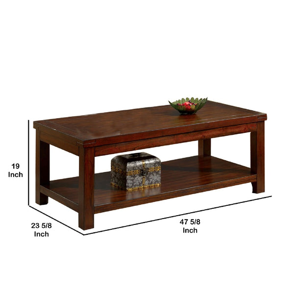 Traditional Coffee Table with Rectangular Top and Tapered Legs, Brown - BM205340