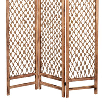 3 Panel Traditional Foldable Screen with Rope Knot Design, Brown - BM205389