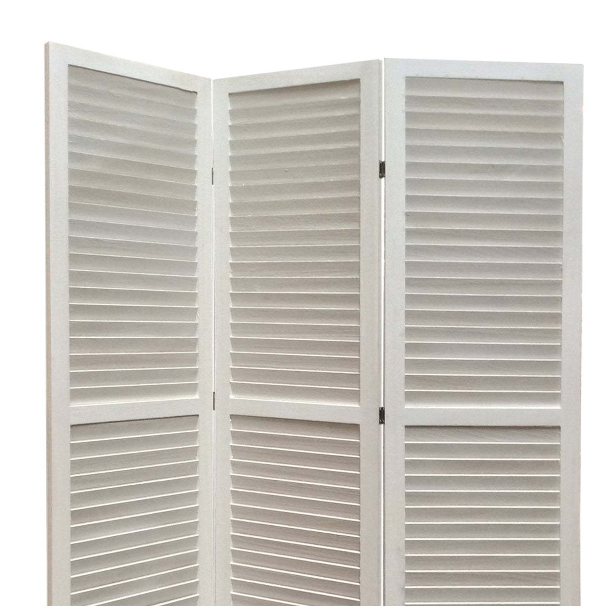 3 Panel Foldable Wooden Shutter Screen with Straight Legs, White - BM205398
