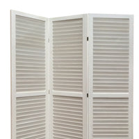 3 Panel Foldable Wooden Shutter Screen with Straight Legs, White - BM205398