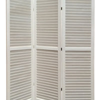 3 Panel Foldable Wooden Shutter Screen with Straight Legs, White - BM205398
