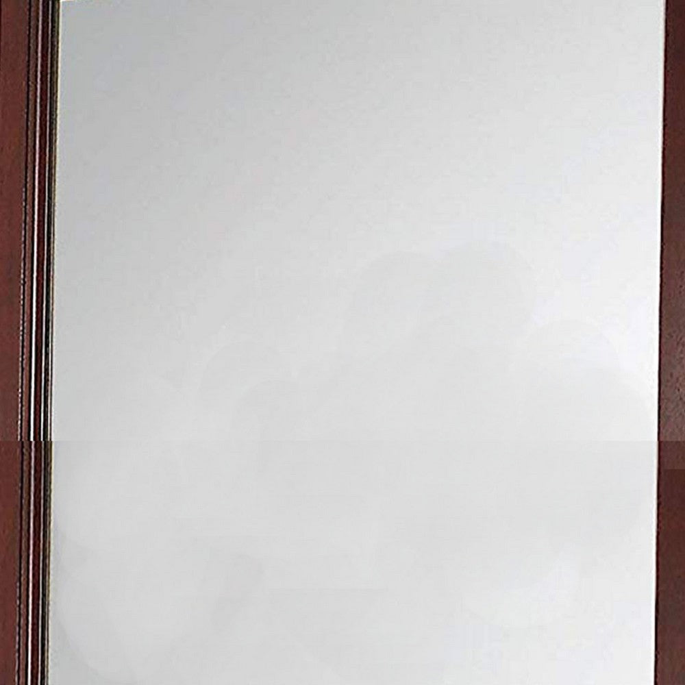 Transitional Style Mirror with Raised Wooden Frame, Brown and Silver - BM205580