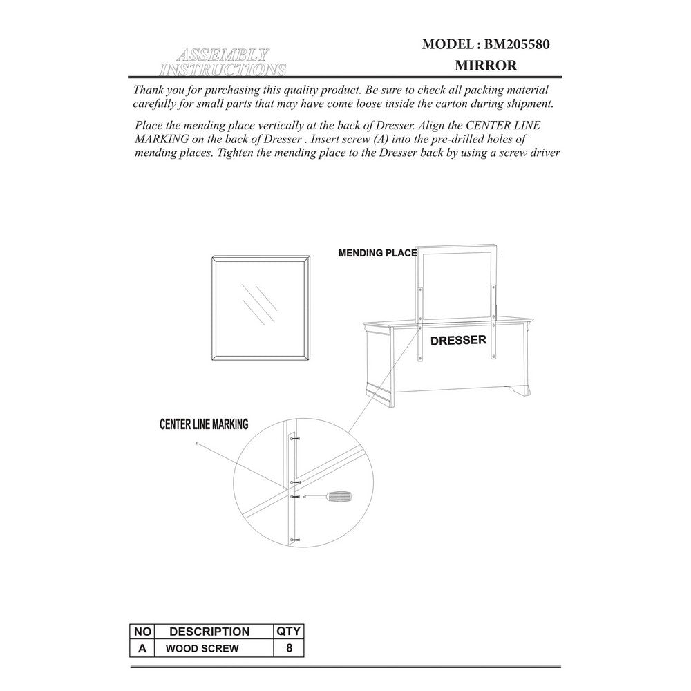 Transitional Style Mirror with Raised Wooden Frame, Brown and Silver - BM205580