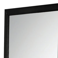 Transitional Style Mirror with Raised Wooden Frame, Black and Silver - BM205624