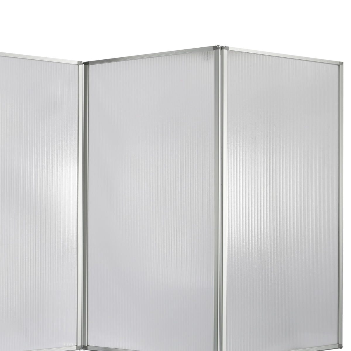 Accordion Style Plastic Inserts 3 Panel Room Divider with Casters, Gray - BM205794
