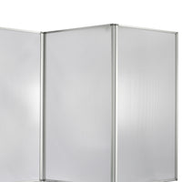 Accordion Style Plastic Inserts 3 Panel Room Divider with Casters, Gray - BM205794