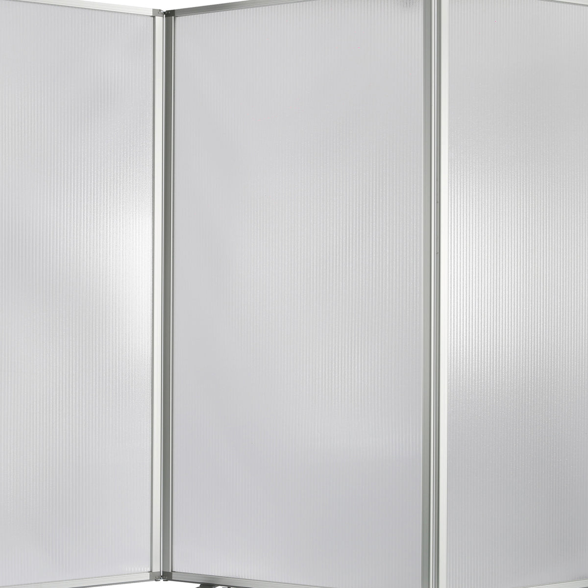 Accordion Style Plastic Inserts 3 Panel Room Divider with Casters, Gray - BM205794