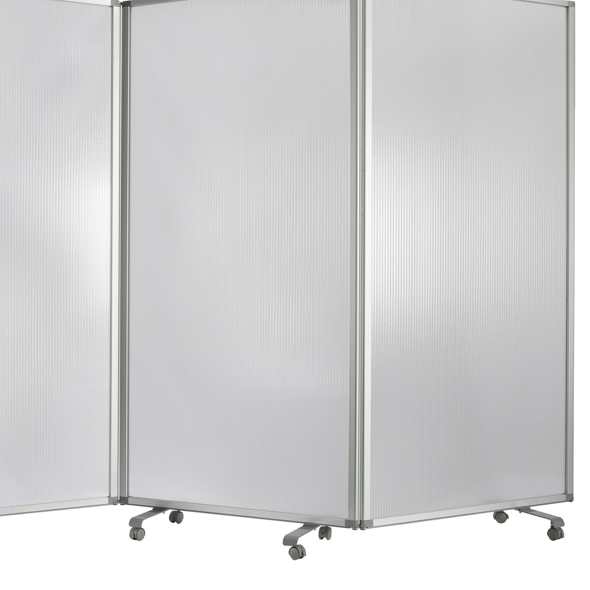 Accordion Style Plastic Inserts 3 Panel Room Divider with Casters, Gray - BM205794