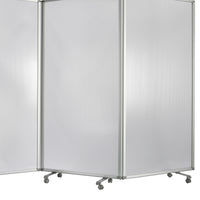 Accordion Style Plastic Inserts 3 Panel Room Divider with Casters, Gray - BM205794