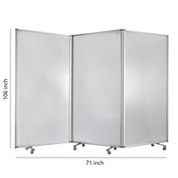 Accordion Style Plastic Inserts 3 Panel Room Divider with Casters, Gray - BM205794