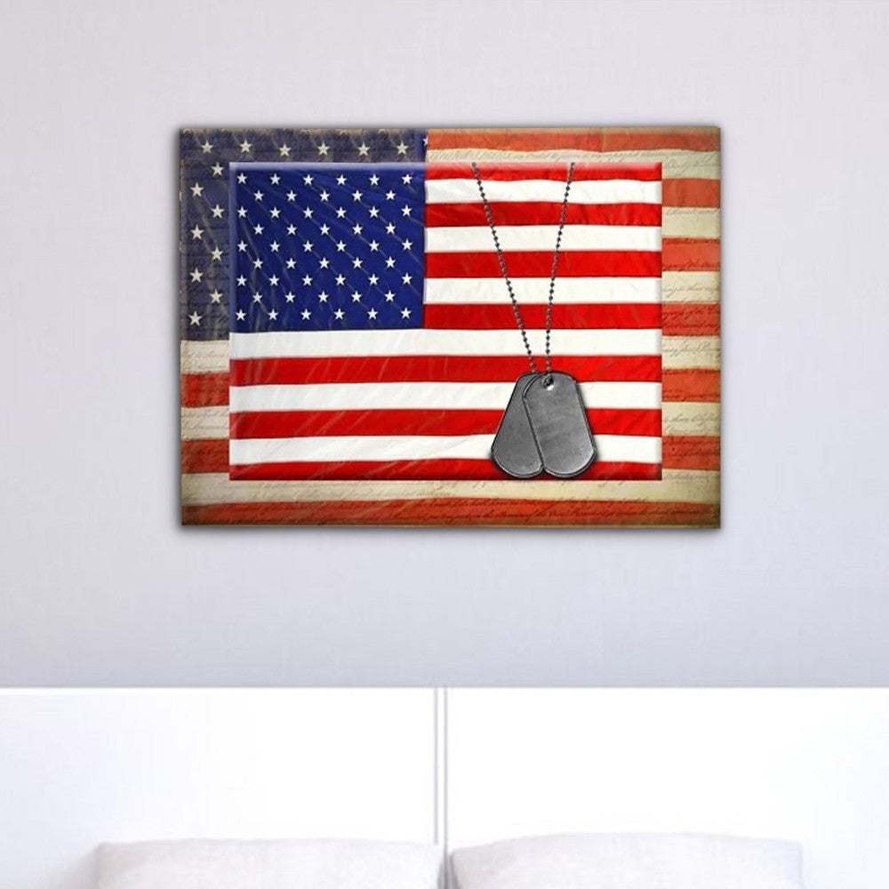 Canvas American Flag with Necklace Wall Print, Small, Multicolor - BM205901